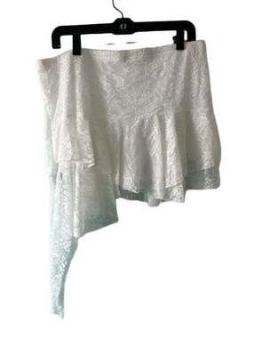 SHEIN Curve White Lace Asymmetrical Hem Ruffle Skort 2XL